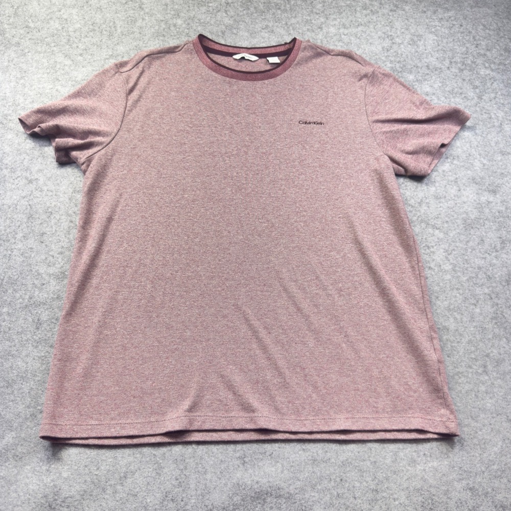 Calvin Klein T-Shirt Mens Large Burgundy Heathered Excellent Short Sleeve Logo